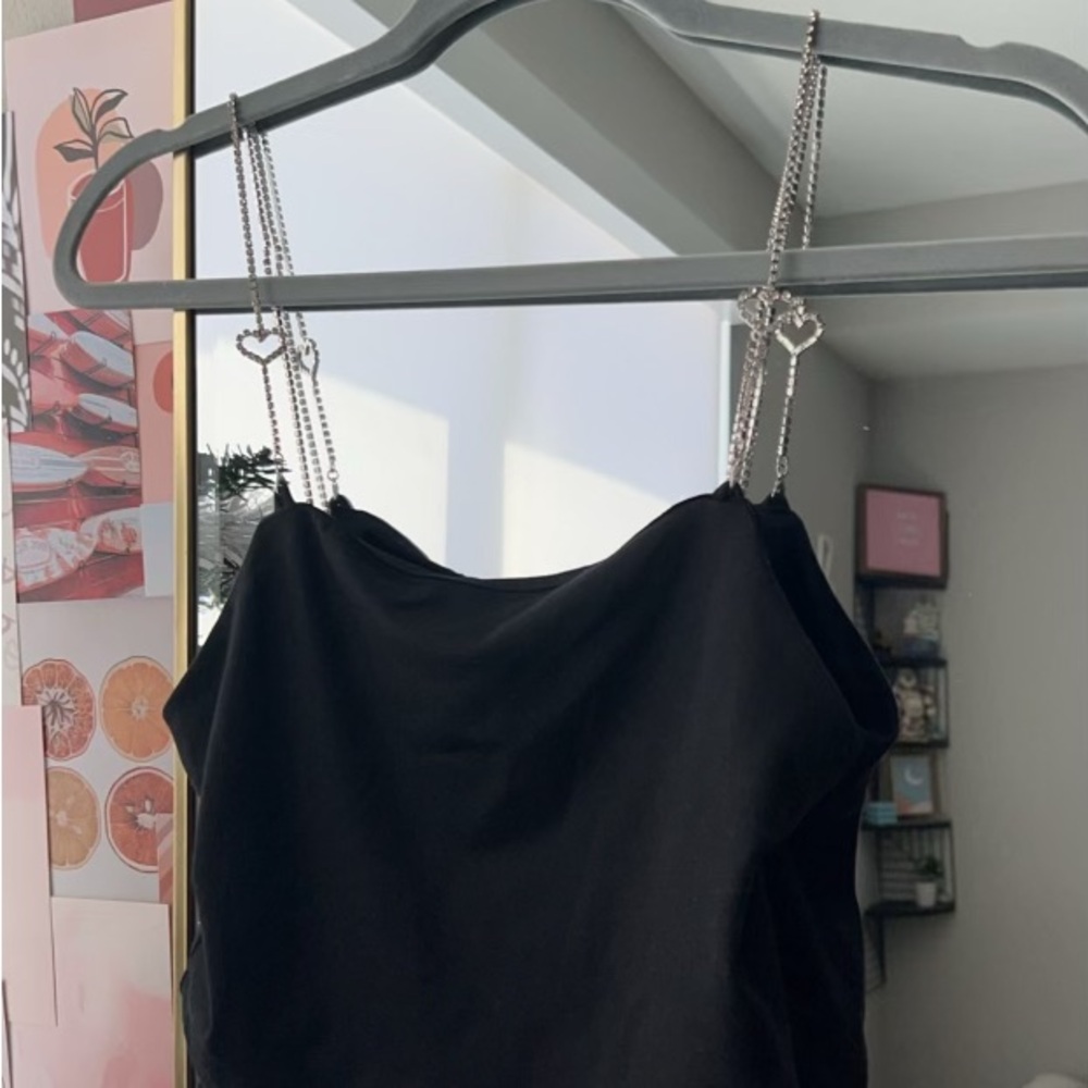 Elegant Black Women's Top with Chain Straps